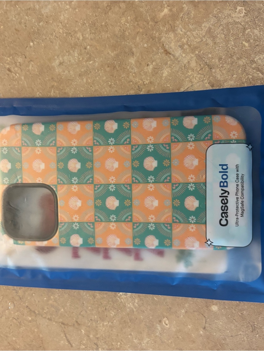 Casely Bold Beach Tile Shell Phone Case in Orange & Teal
